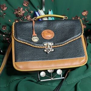 Dooney & Bourke Black and Brown Leather Satchel